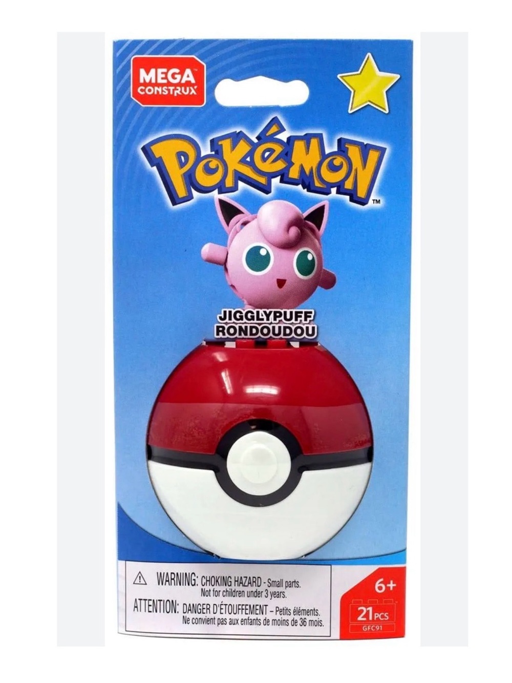 Mega Construx Pokemon Jigglypuff Figure & Poke Ball GFC91 Building Set NEW!!